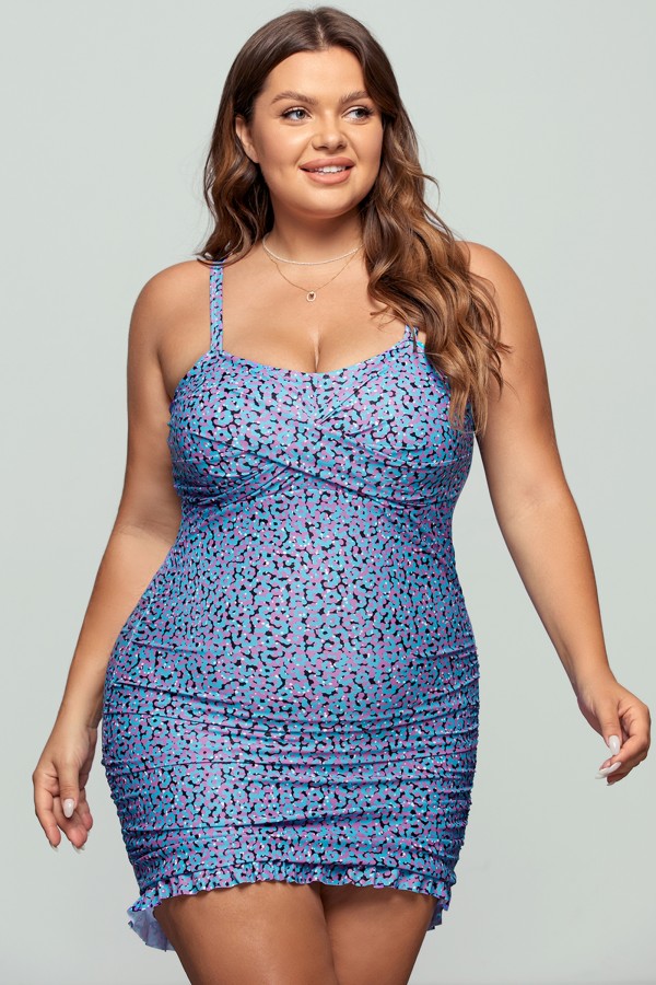 Ruffle Blue Purple Pebble Swimdress