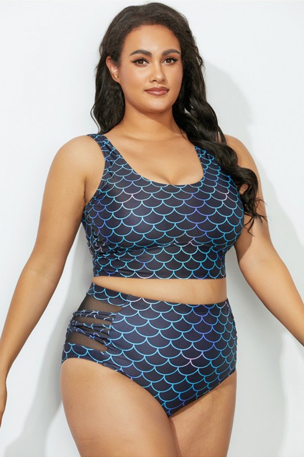 Black Mermaid Scoop Neck Bikini Set