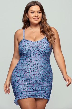 Ruffle Blue Purple Pebble Swimdress