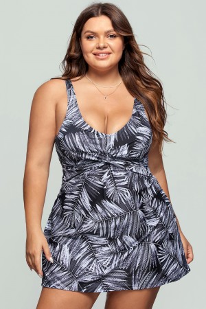 Twist Front V-Neck Swimdress