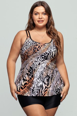 Animal Plus Size Multi Color Tankini Set