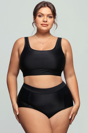 Black Active Swim Ultra High Bikini Set