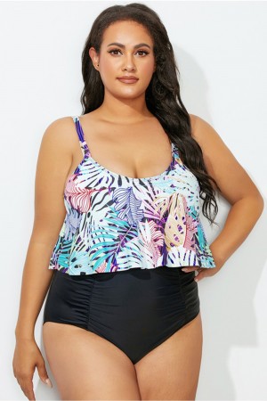 Tropical Jungle Crop High Waist Bikini Set