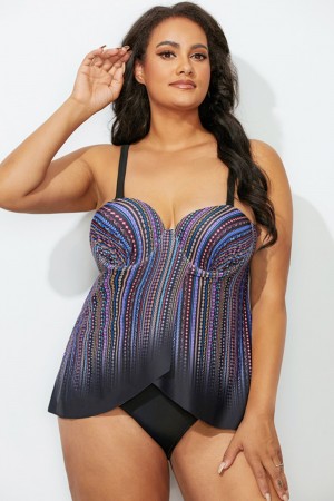 Colorful Sweetheart Neckline Flyaway Tankini Set