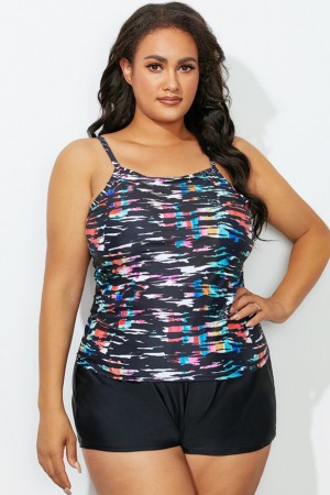 Colorful Storm Square Neck Tankini Set