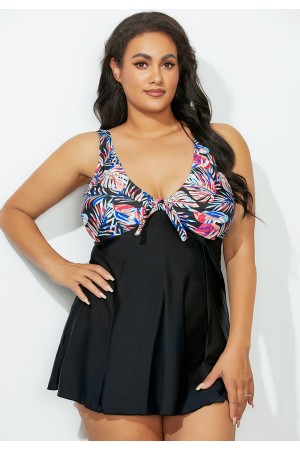 Black Tie Front VNeck Swimdress