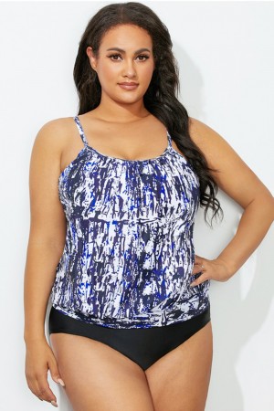 Scoop Neck Blouson Tankini Set