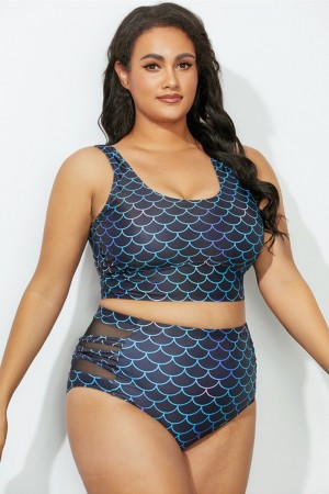 Black Mermaid Scoop Neck Bikini Set