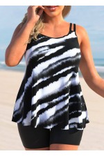 Tie Dye Print Plus Size Color Block Tankini Set