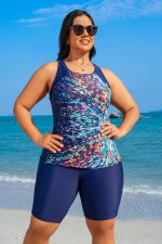 Navy Scoop Neck Racerback Tankini Set