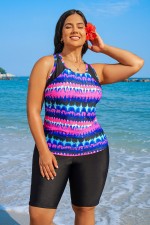 Colorful Scoop Neck Racerback Tankini Set