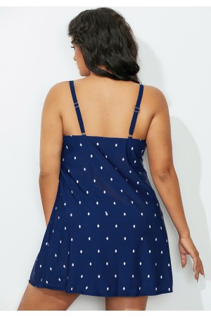 Navy Silver Scoop Neck Swimdress