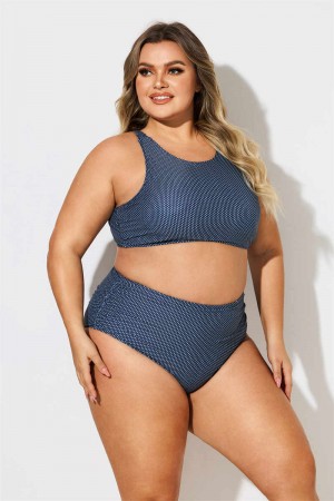 BLACK DASH HIGH WAIST Plus Size BIKINI SET
