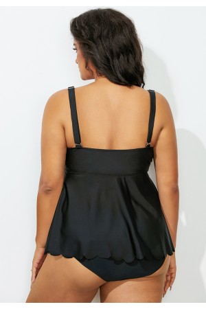 Black Sweetheart Neckline Peplum Tankini Set