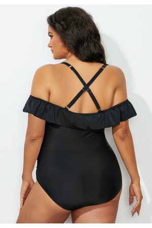 Ruched Ruffle Sweetheart Neckline OnePiece Swimsuit