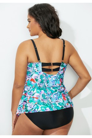 Floral Sweetheart Neckline Flyaway Tankini Set