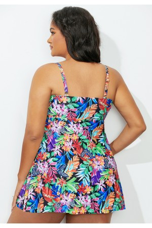 Floral VNeck Loop Strap Swimdress