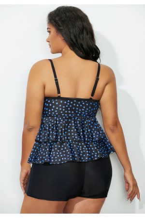 Black Polka Dot Tiered Tankini Set