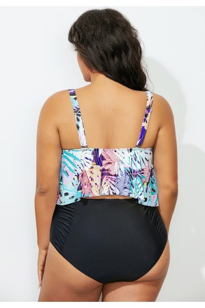 Tropical Jungle Crop High Waist Bikini Set