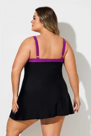 COLORBLOCK SCOOP NECK Plus Size SWIMDRESS