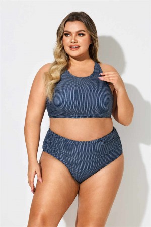 BLACK DASH HIGH WAIST Plus Size BIKINI SET