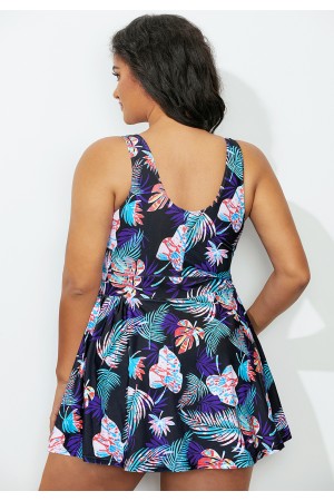 Tropical Leaf VNeck Swimdress
