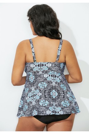 Sage Flowy Scoop Neck Tankini Set