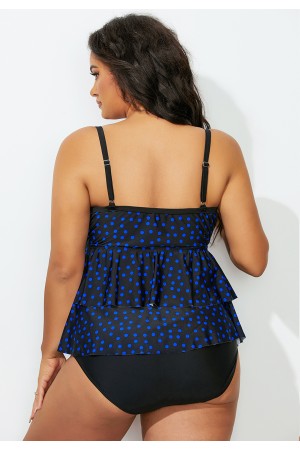 Black Polka Dot Tiered Tankini Set