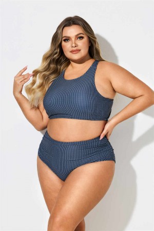 BLACK DASH HIGH WAIST Plus Size BIKINI SET