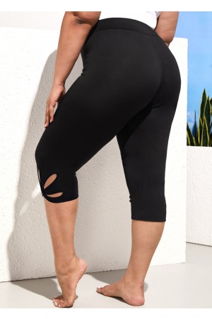 High Waisted Black Floral Design Plus Size Shorts