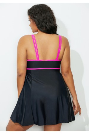 Black Scoop Neck Peplum Swimdress