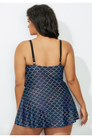 Mermaid Scoop Neck Peplum Swimdress