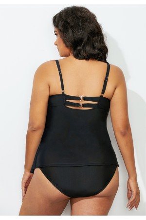 Black Sweetheart Neck Flyaway Tankini Set