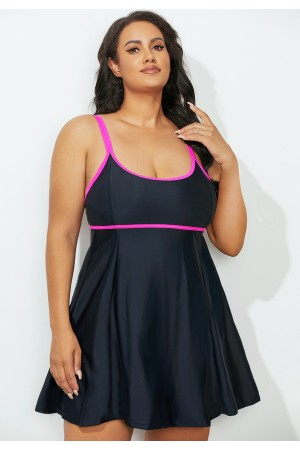 Black Scoop Neck Peplum Swimdress
