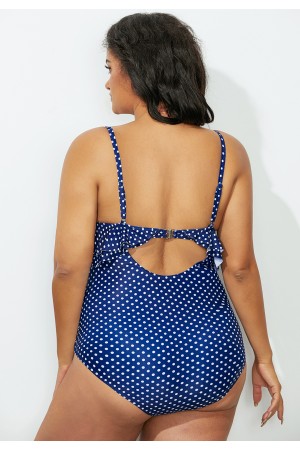 Scoop Neck Polka Dot Tiered OnePiece Swimsuit