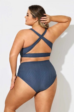 BLACK DASH HIGH WAIST Plus Size BIKINI SET