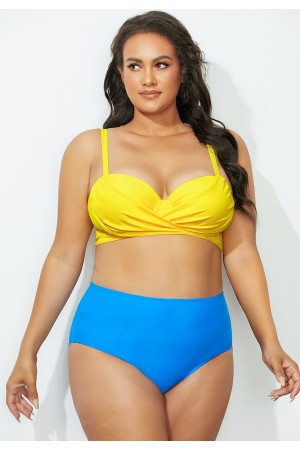 Yellow Wrap HighWaisted Bikini Set