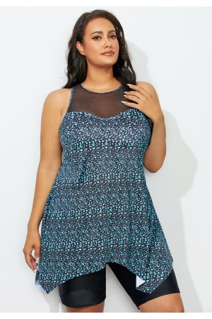 Multi Dot MeshInset Tankini Set