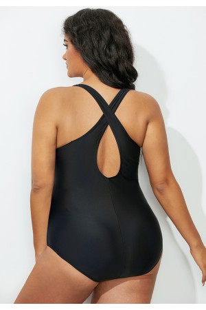 Lines Front XBack Tank OnePiece Swimsuit