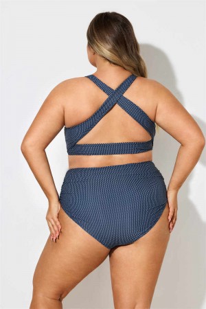 BLACK DASH HIGH WAIST Plus Size BIKINI SET