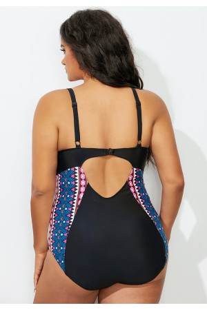 Deep Vneck Adjustable Straps OnePiece Swimsuit