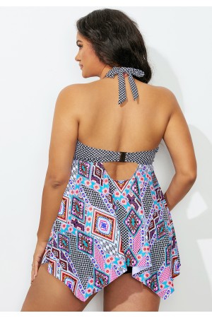 Gemstone Handkerchief Hem Halter Tankini Set