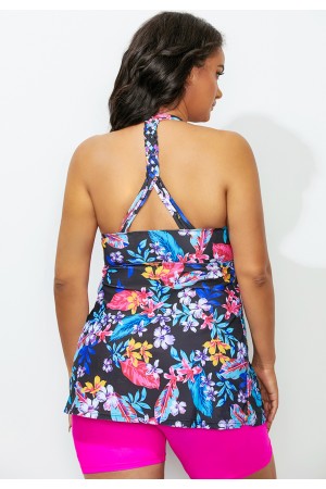 Floral Longer Length Braided Tankini Set